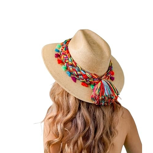 Sombrero Palma Dama Playa Mujer Casual Artesanal Trenza Fina